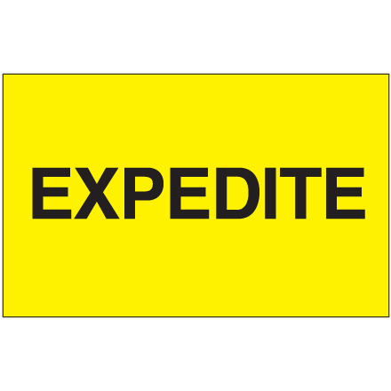 3 x 5" - "Expedite" (Fluorescent Yellow) Labels